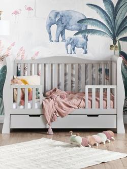 Obaby Stamford Luxe Sleigh Cotbed, Warm Grey - view 2, Warm Grey