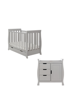 Obaby Stamford Mini Sleigh Cotbed & Changing Unit Set, Warm Grey, Warm Grey