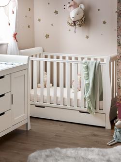 Obaby Stamford Mini Sleigh Cotbed & Changing Unit Set, White - view 2, White