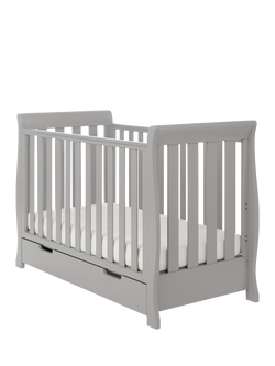 Obaby Stamford Mini Sleigh Cotbed, Warm Grey, Warm Grey