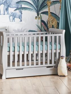 Obaby Stamford Mini Sleigh Cotbed, Warm Grey - view 2, Warm Grey
