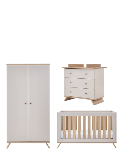 Obaby Thea Cotbed, Changing Unit & Double Wardrobe Set, Latte, Latte