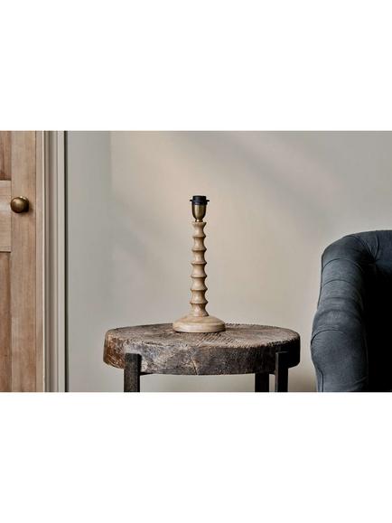 nkuku Avisa Mango Wood Spiral Table Lamp - view 2, Light Wood