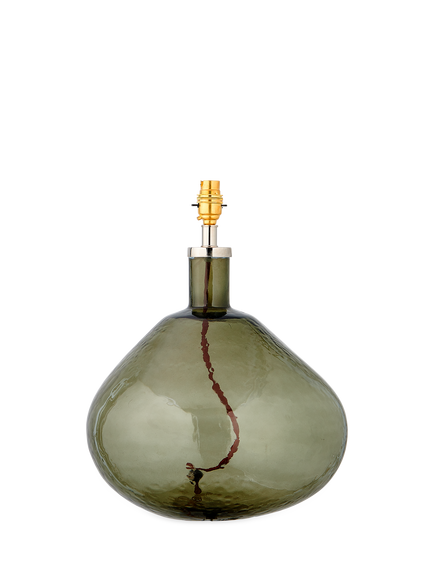 nkuku Baba Large Wide Glass Lamp Base, Green, Green