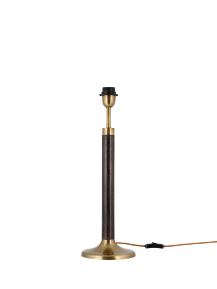 nkuku Digha Wood and Metal Table Lamp Base, Black & Brass