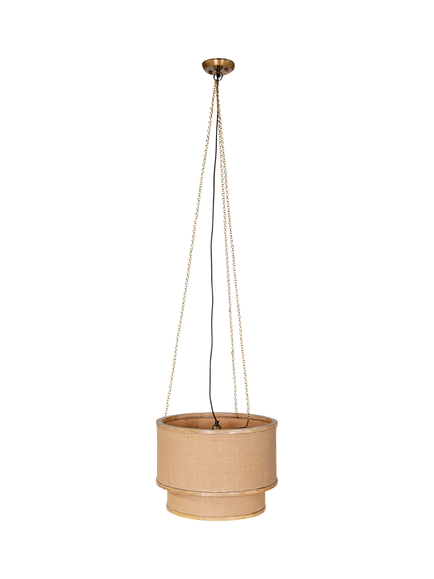 nkuku Darat Mango Wood and Jute Ceiling Light, Natural, Light Wood