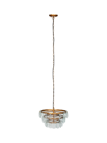 nkuku Kagitha Small Glass Chandelier, Brass
