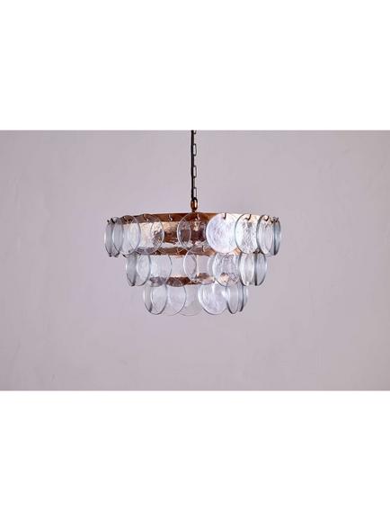 nkuku Kagitha Small Glass Chandelier - view 2, Brass