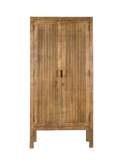 nkuku Yasha Reed Mango Wood Cabinet, Dark Wood