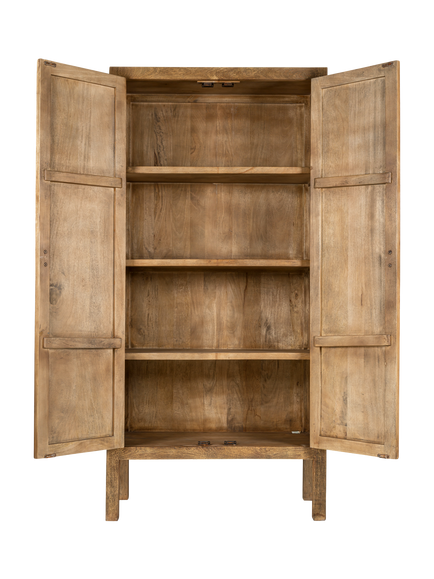 nkuku Yasha Reed Mango Wood Cabinet - view 2, Dark Wood
