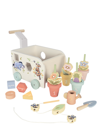 Disney Winnie the Pooh Pull Along Wooden Garden Cart, Multi