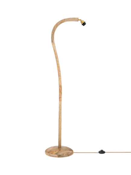nkuku Namira Mango Wood Floor Lamp Base, Natural, Light Wood