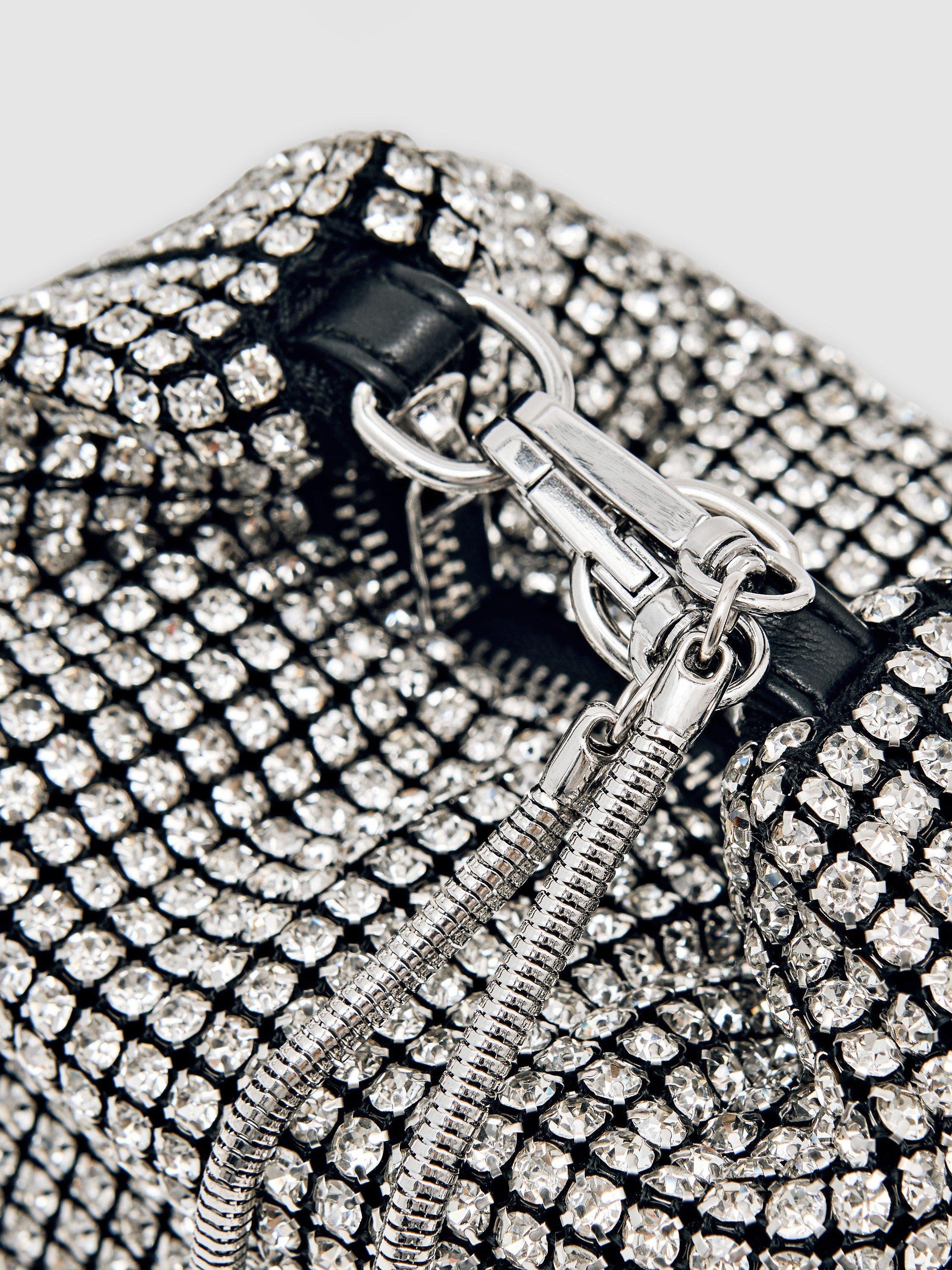 Product image 2 of 5, which shows Reiss Kids' Leah Crystal Pouch Bag, Grey