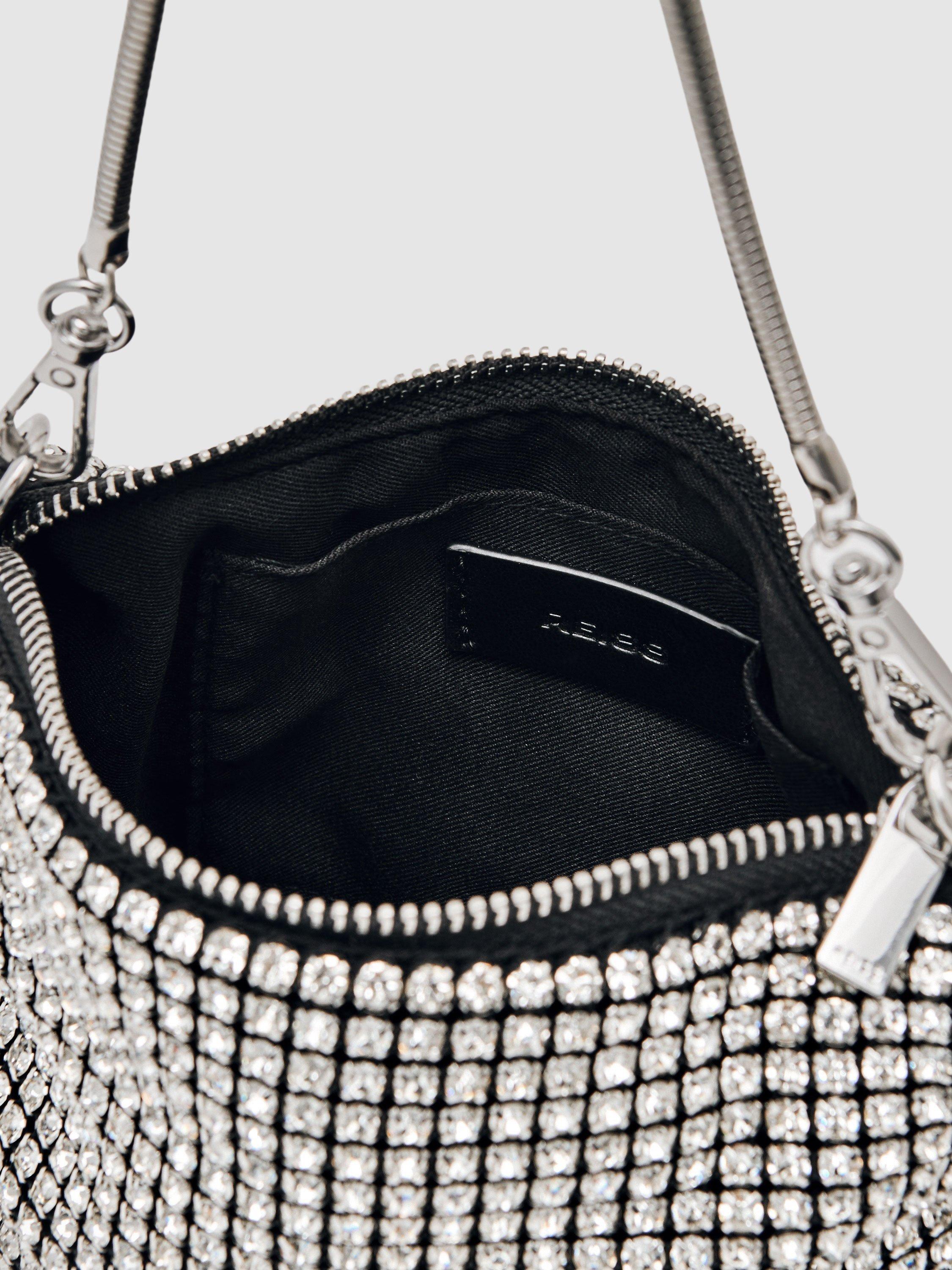 Product image 5 of 5, which shows Reiss Kids' Leah Crystal Pouch Bag, Grey