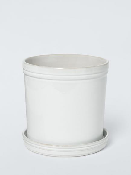 John Lewis Classic Glazed Stoneware Planter, 25.5cm, Cream, Natural