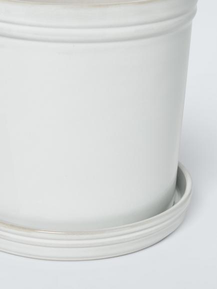 John Lewis Classic Glazed Stoneware Planter, 25.5cm, Cream - view 2, Natural