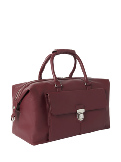 OSPREY LONDON Leather Forest Weekender Bag, Black - view 2, Merlot