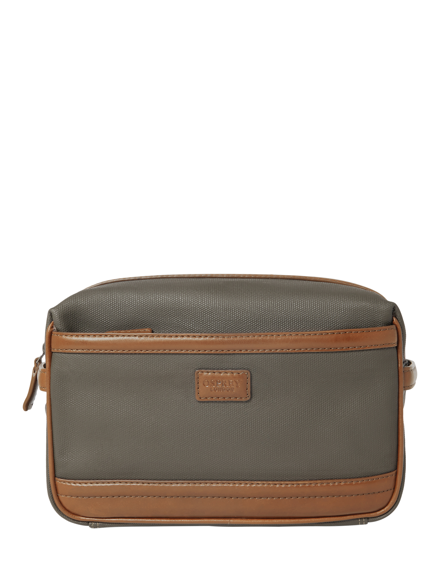 Product image 1 of 5, which shows OSPREY LONDON Frontline Wash Bag, Khaki/Chestnut