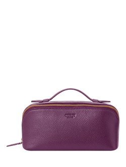 OSPREY LONDON Jet Set Leather Wash Bag, Aubergine