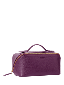 OSPREY LONDON Jet Set Leather Wash Bag - view 2, Aubergine