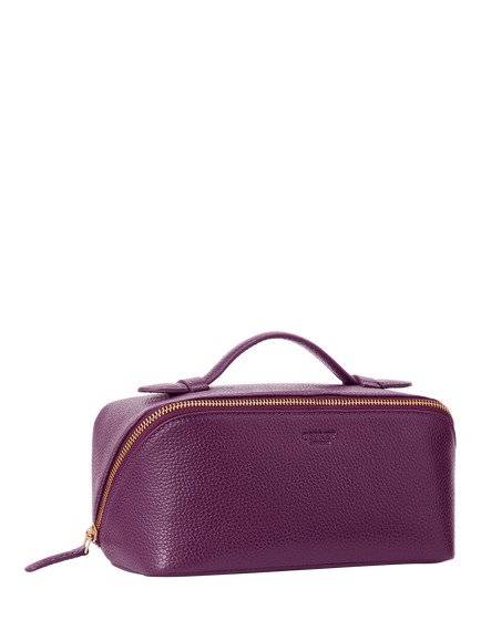 OSPREY LONDON Jet Set Leather Wash Bag - view 2, Aubergine