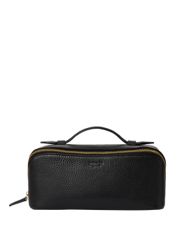 OSPREY LONDON Jet Set Leather Wash Bag, Black