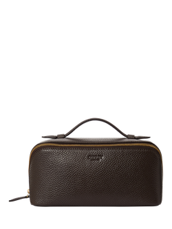 OSPREY LONDON Jet Set Leather Wash Bag, Chocolate