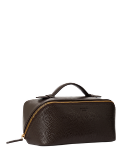 OSPREY LONDON Jet Set Leather Wash Bag - view 2, Chocolate