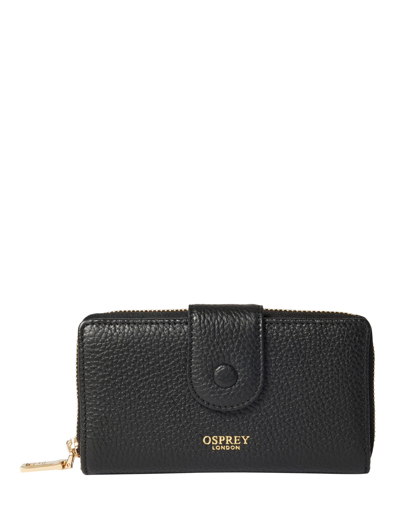 Product image 1 of 5, which shows OSPREY LONDON Core Medium Leather Matinee Purse, Black