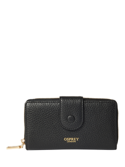 OSPREY LONDON Core Medium Leather Popper Matinee Purse, Black