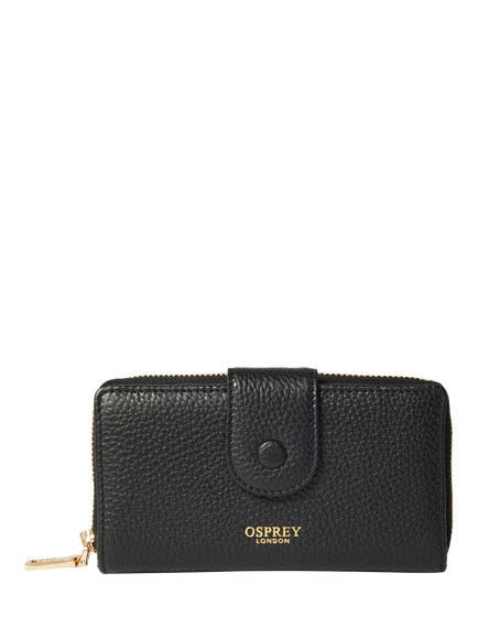 OSPREY LONDON Core Medium Leather Popper Matinee Purse, Black