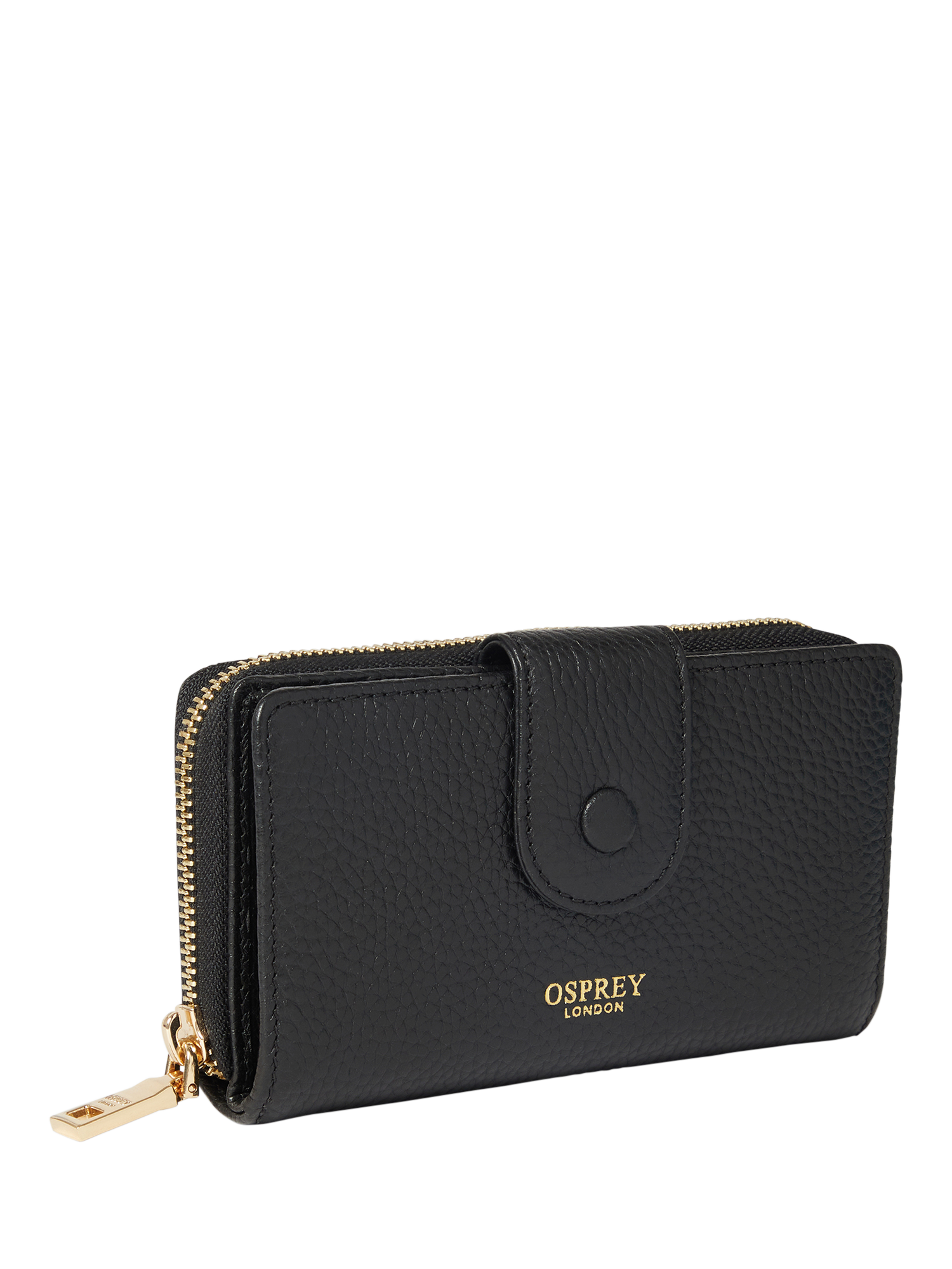 Product image 2 of 5, which shows OSPREY LONDON Core Medium Leather Matinee Purse, Black
