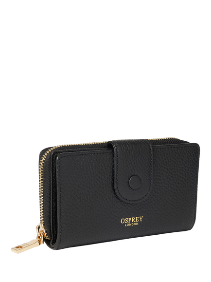 OSPREY LONDON Core Medium Leather Popper Matinee Purse - view 2, Black