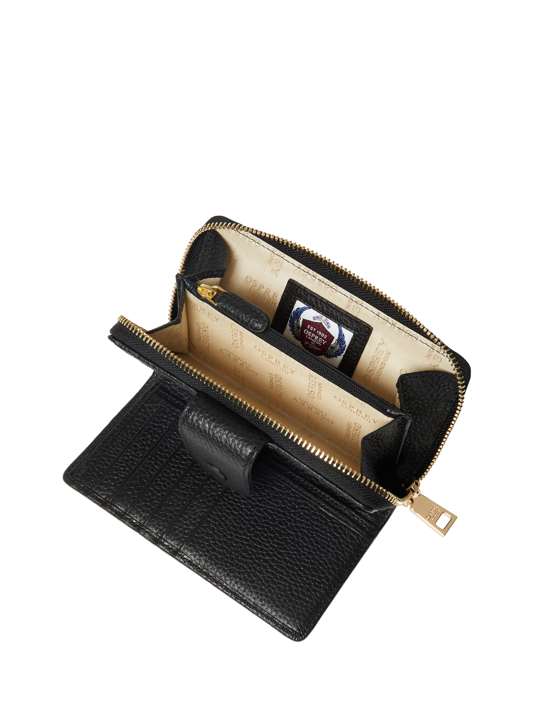 Product image 5 of 5, which shows OSPREY LONDON Core Medium Leather Matinee Purse, Black