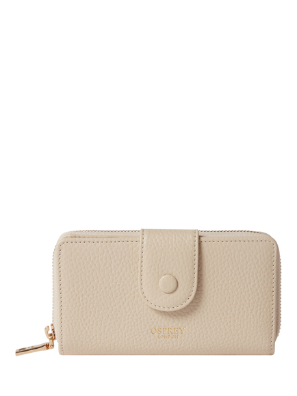 OSPREY LONDON Core Medium Leather Popper Matinee Purse, Dove
