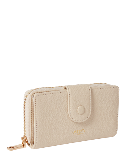 OSPREY LONDON Core Medium Leather Popper Matinee Purse - view 2, Dove