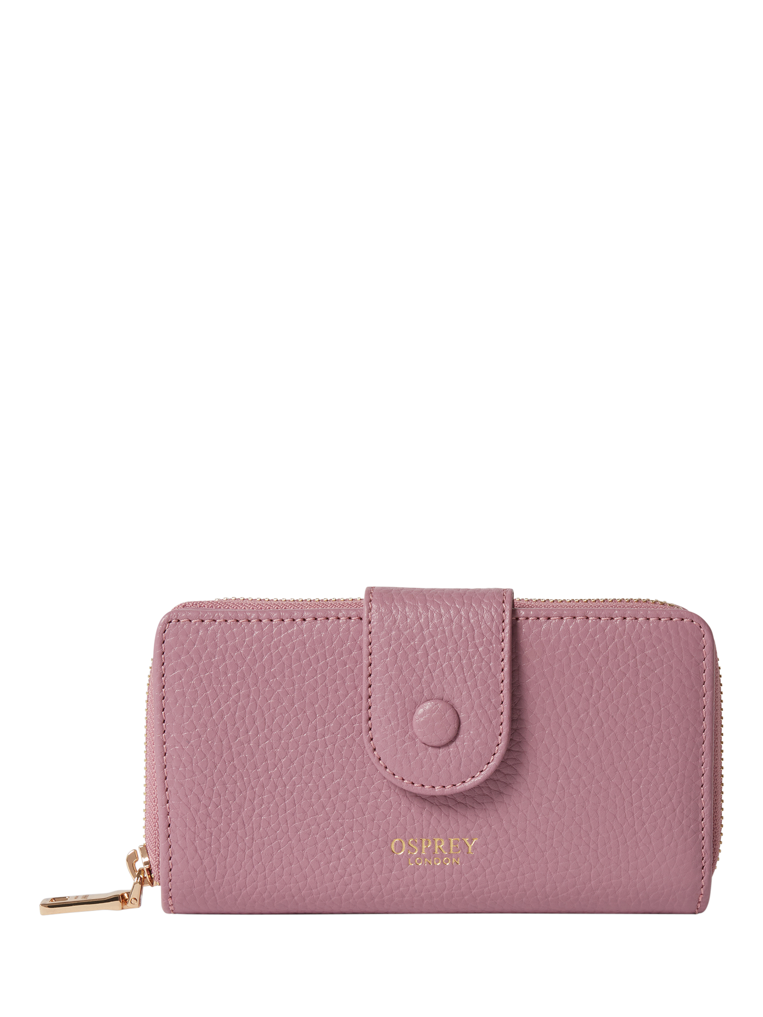 Product image 1 of 5, which shows OSPREY LONDON Core Medium Leather Matinee Purse, Heather