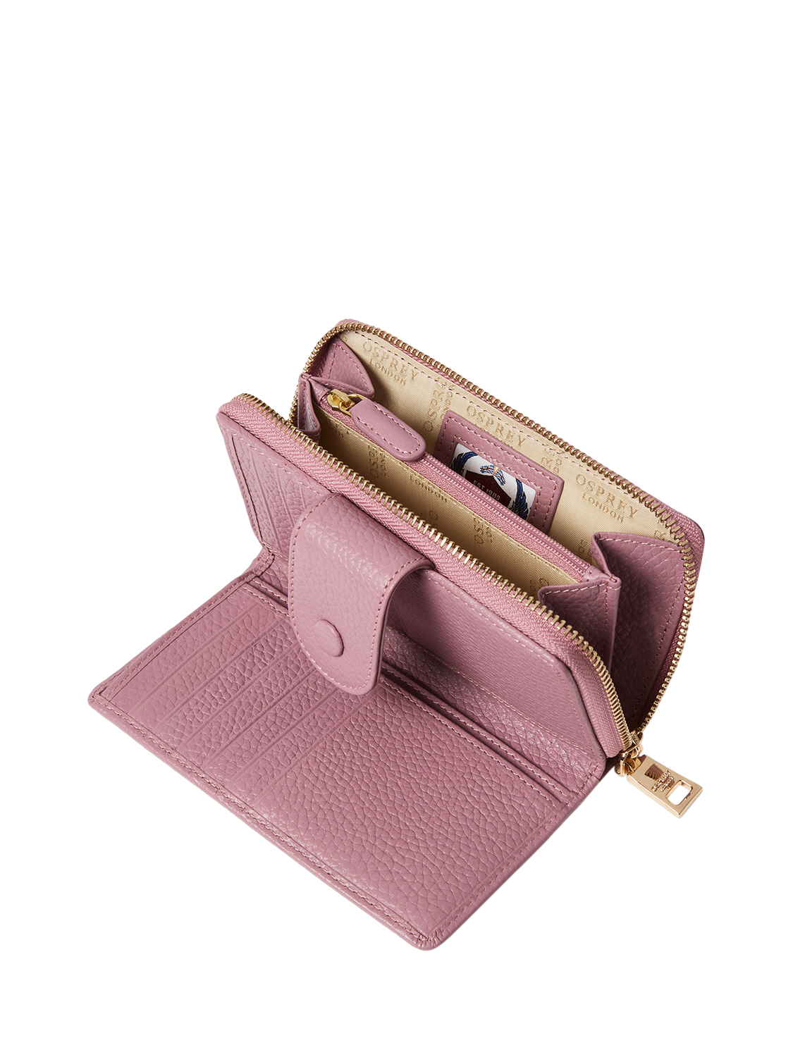 Product image 5 of 5, which shows OSPREY LONDON Core Medium Leather Matinee Purse, Heather