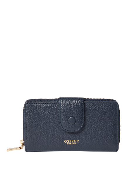 OSPREY LONDON Core Medium Leather Popper Matinee Purse, Navy