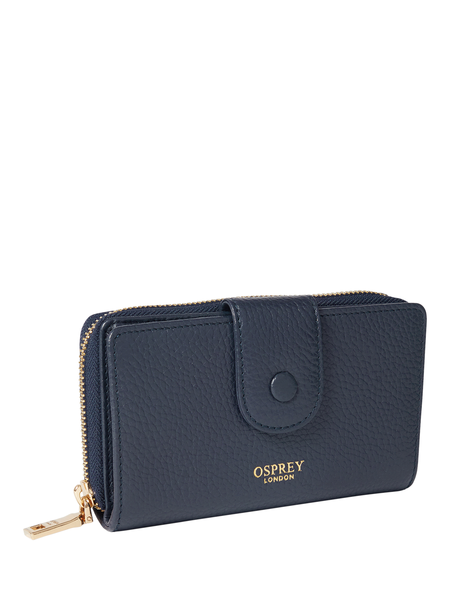 Product image 2 of 5, which shows OSPREY LONDON Core Medium Leather Matinee Purse, Navy
