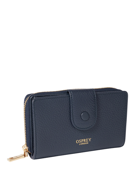 OSPREY LONDON Core Medium Leather Popper Matinee Purse - view 2, Navy