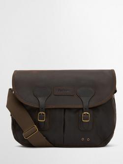 Barbour Tarras Leather Trim Waxed Cotton Crossbody Bag, Olive, Olive