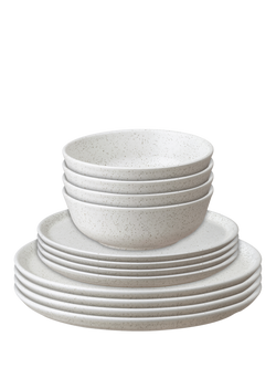 Denby Grain Stoneware Dinnerware Set, 12 Piece, Barley, Natural