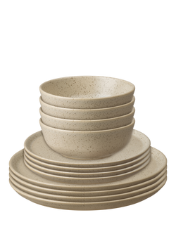 Denby Grain Stoneware Dinnerware Set, 12 Piece, Wheat, White