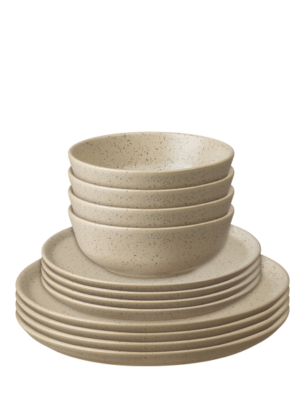 Denby Grain Stoneware Dinnerware Set, 12 Piece, Wheat