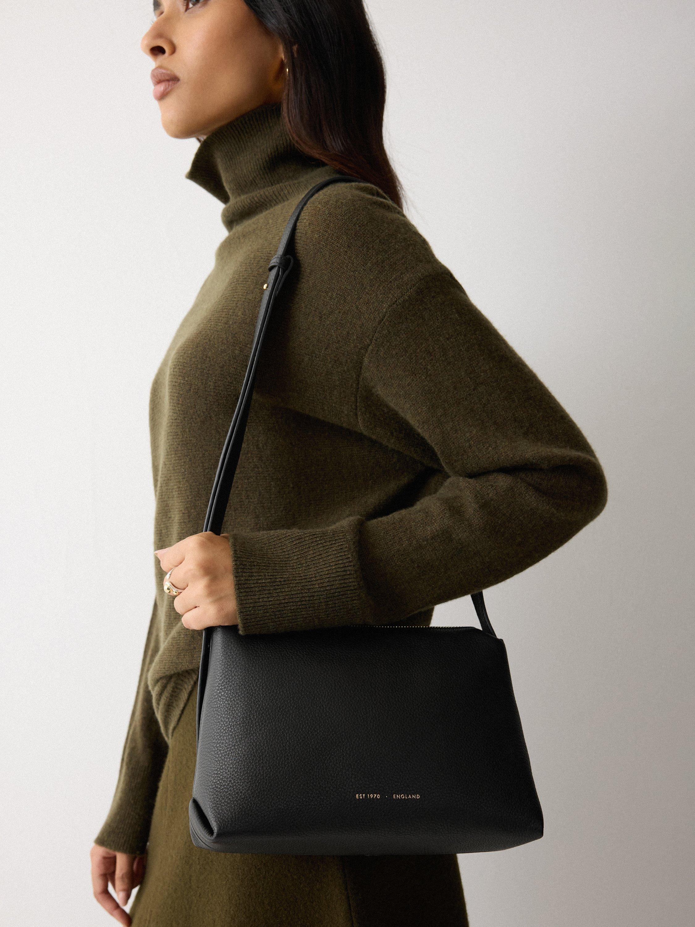 Product image 1 of 2, which shows Jigsaw Bella Cross Body Leather Bag, Black