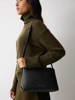 Jigsaw Bella Cross Body Leather Bag, Black, Black