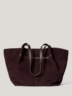Jigsaw Pure Suede Shopper Tote Bag, Oxblood, Oxblood