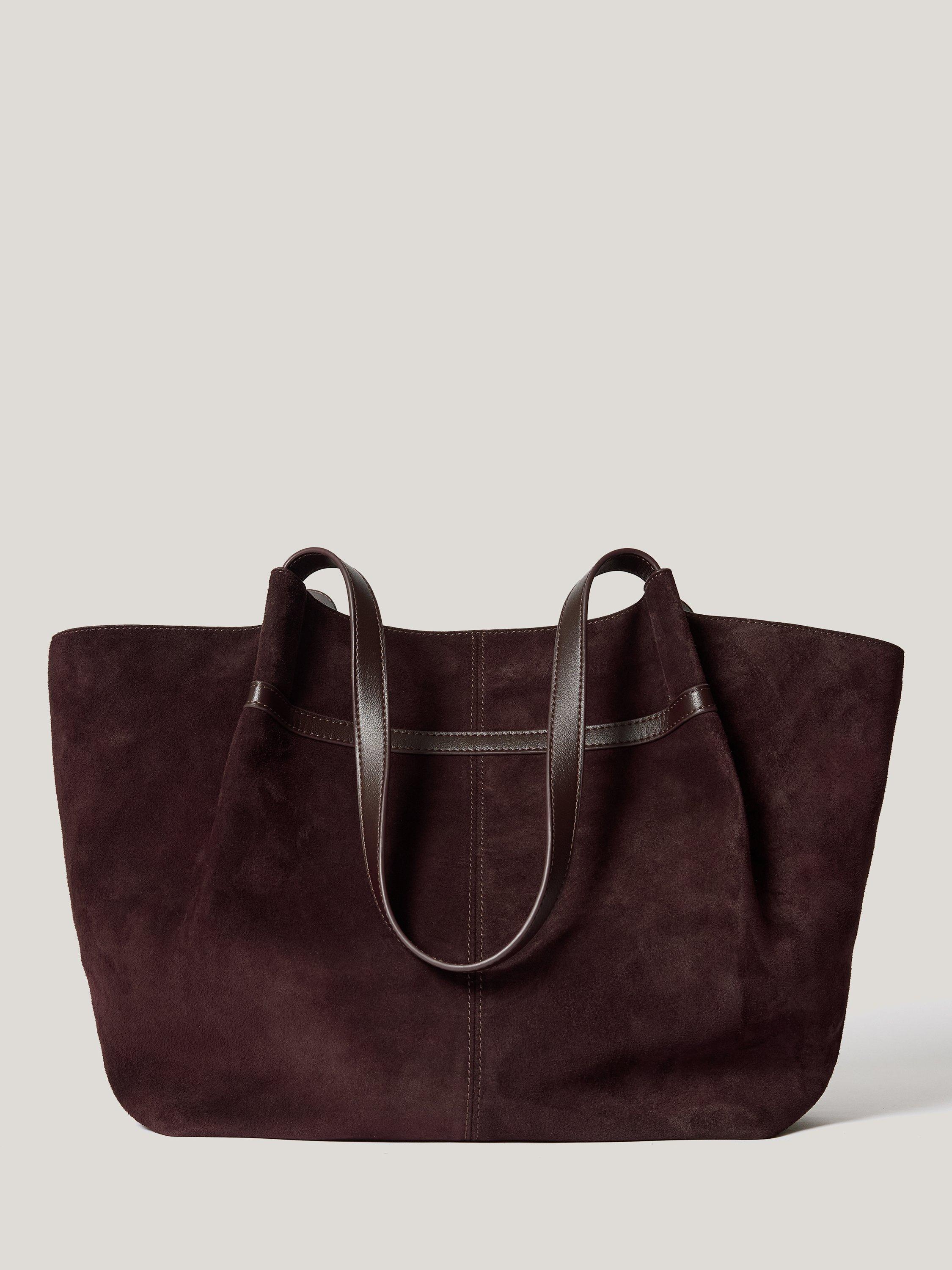 Product image 3 of 5, which shows Jigsaw Pure Suede Shopper Tote Bag, Oxblood