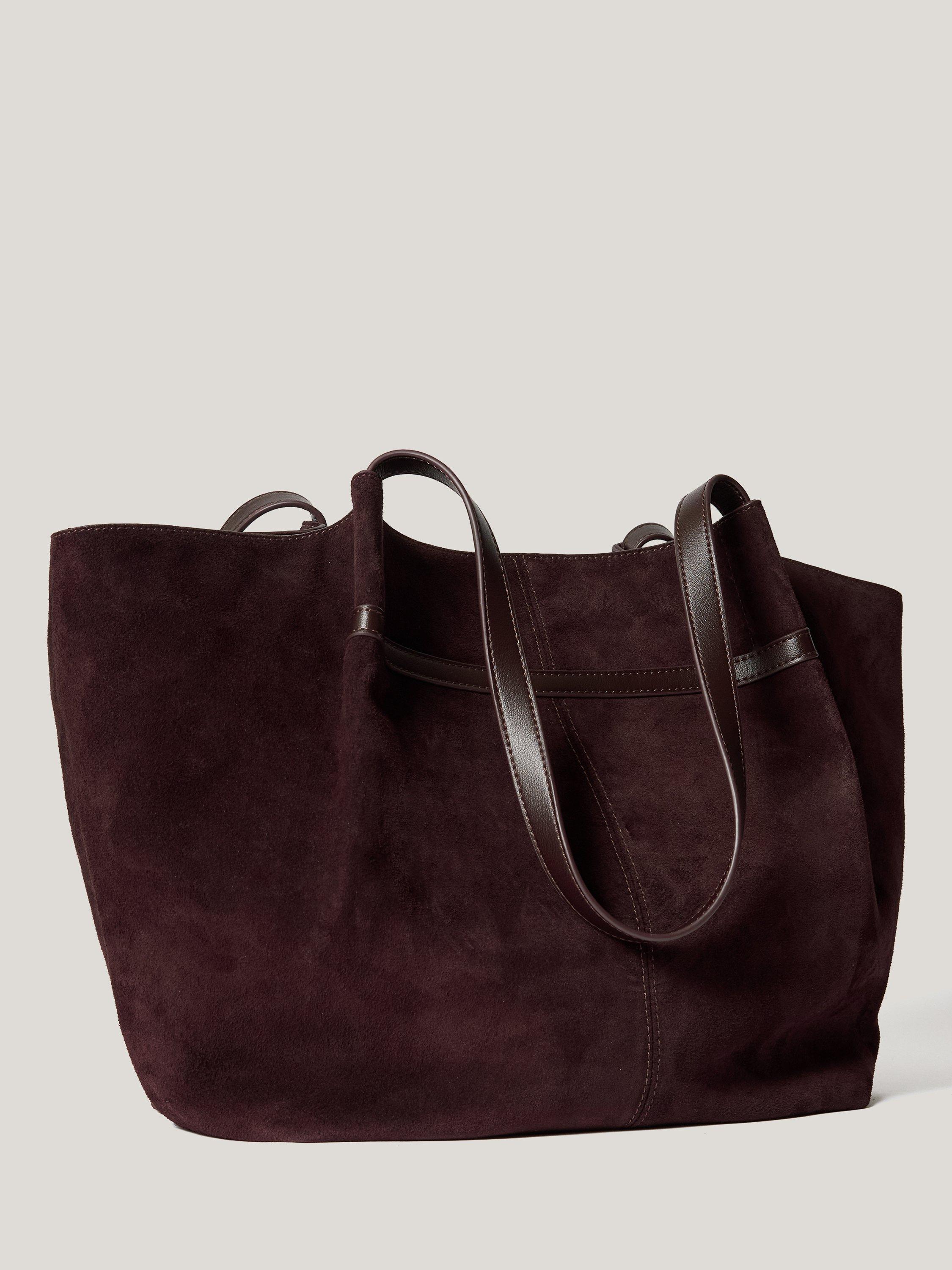 Product image 4 of 5, which shows Jigsaw Pure Suede Shopper Tote Bag, Oxblood